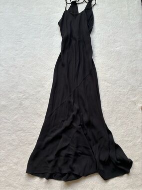 Jessica McClintock Evening Black Maxi Slip Dress with Spaghetti Straps